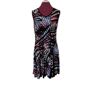 Sami & Jo Woman Size XL Black Multicolor Knit Short Sleeve Dress